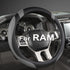 West Llama Customized Auto Car Steering Wheel Cover for Dodge RAM 1500 2500 3500, 15.5-16 inch (Black+Gray-Large Size)...