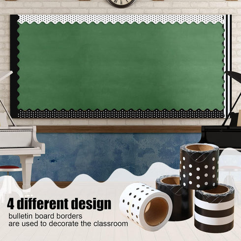 4 Rolls 157ft Bulletin Board Borders Scalloped Border Trim Bulletin Board Decorations Bulletin Borders for School Classroom Chalkboard Whiteboard ...