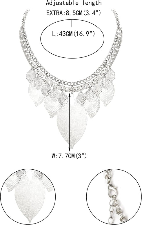 EVER FAITH Bridal Statement Necklace for Women, Choker Collar Chunky Leaf Boho Bib Costume Necklace Jewelry...