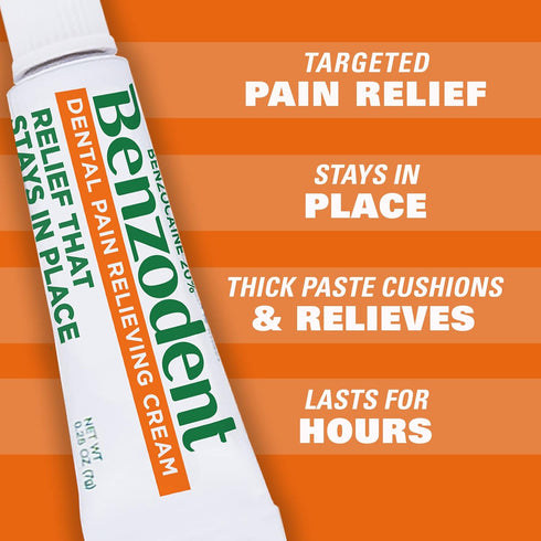 Benzodent Maximum Strength Dental and Oral Pain Relieving Cream for Dentures, Mouth Sores, and Braces, Long lasting Topical Anesthetic, 1oz...