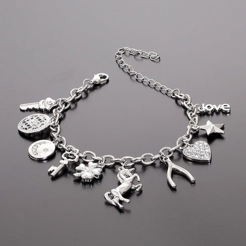 CEALXHENY Women’s Link Charm Bracelet Unicorn Butterfly Star Heart Pendant Charms Bracelet Bangles for Girls...
