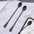 9 Inch Long Handle Iced Tea Spoon, DaKuan Set of 6 Stainless Steel Iced Teaspoon for Iced Tea, Coffee, Cocktail, Milkshake, Cold Drink (Black)...
