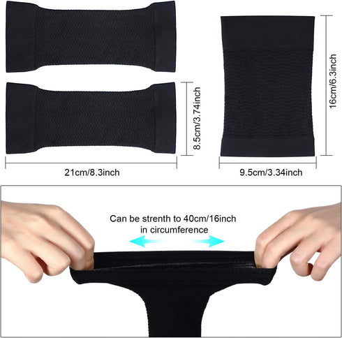SATINIOR 2 Pairs Women Arm Shapers Plus Size Slimming Compression Sleeve Slim Upper Flabby Arm Wrap and 1 Pair Calf Compression Sleeves, Suitable ...