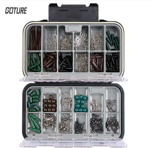 Goture Small Tackle Box,Waterproof Fishing Lure Boxes, 2 sided adjustable Small Plastic Case Small Box Storage Containers Black SMALL 6.69'' X 4.3...