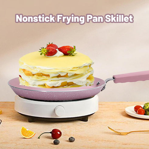Nonstick Frying Pan Skillet, 7" Pink Skillet with Non Stick Coating, Aluminum Egg Pan with Stay Cool Handles, Practical Kitchen Cookware for Home ...