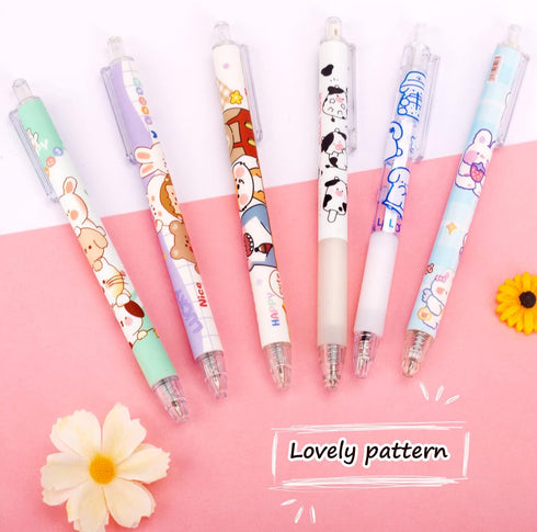 24 Pcs Cute Cow Pens Retractable Gel Pens Kawaii Bear Pens for Aesthetic Office and School Supplies...