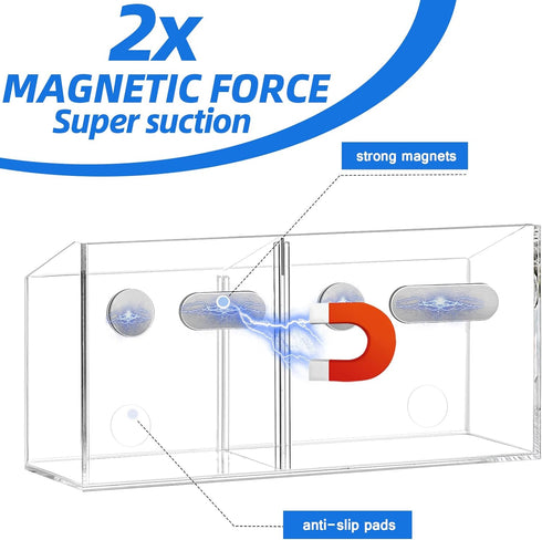 Magnetic Dry Erase Marker Holder, Large Magnetic Pen Holder, Magnetic Marker Holder, Magnetic Glass Whiteboard Holder with Movable Dividers, Stron...
