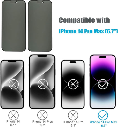 2 Pack Matte Privacy Screen Protector for iPhone 14 Pro Max 6.7", Anti-Glare Anti-Spy Scratch Resistant Tempered Glass Film, Smooth & Sensitive To...