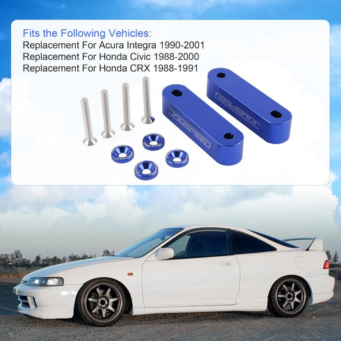 JDMSPEED Anodized Blue JDMSPEED Hood Spacer Hood Riser 3/4" Replacement For Honda Civic CRX Del Sol Acura Integra...