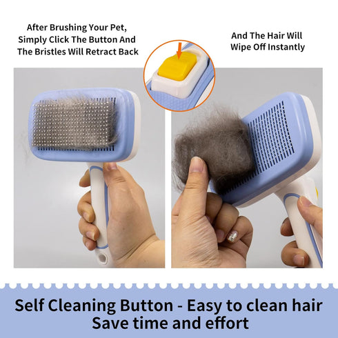AIITLE Self-Cleaning Slicker Brush for Dogs, Cats - Shedding and Grooming Tool for Pets - Remove Loose Hair, Fur, Tangled Hair, Knots for Large Me...