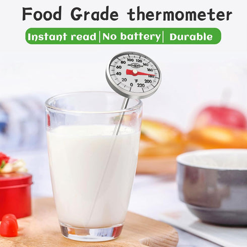 Instant Read Pocket Milk Frothing Meat Food Grill BBQ Cooking Kitchen Probe Thermometer, Stainless Steel 1 Inch Dial Pocket Portable Thermometer(5...