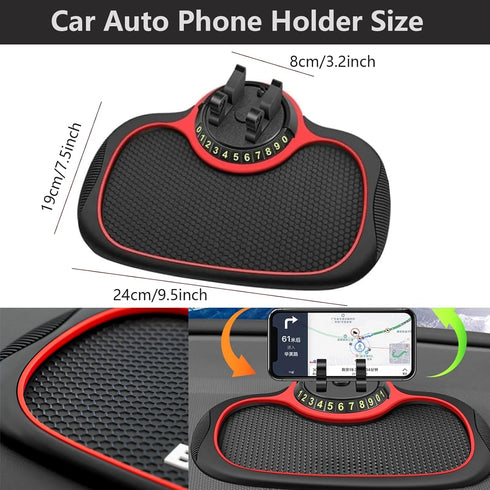 Multifunction Car Anti-Slip Mat Auto Phone Holder, Dashboard Mat with Phone Holder for Car, Universal Car Phone Mount Silicone Car Pad Mat for Pho...