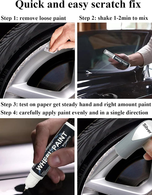SYOAUTO Black Rim Touch Up Paint Rim Scratch Repair Pen Wheel Touch Up Paint Car Rim Paint Pen Universal Color Satin Matte Black Wheel Paint (Matt...