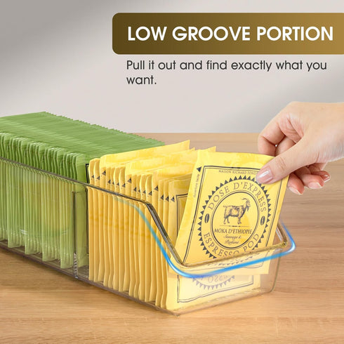 MaxGear Tea Bag Organizer Clear Plastic Tea Bag Storage Holder for Pantry, Kitchen, Cabinet, Countertop, 1 Pack...