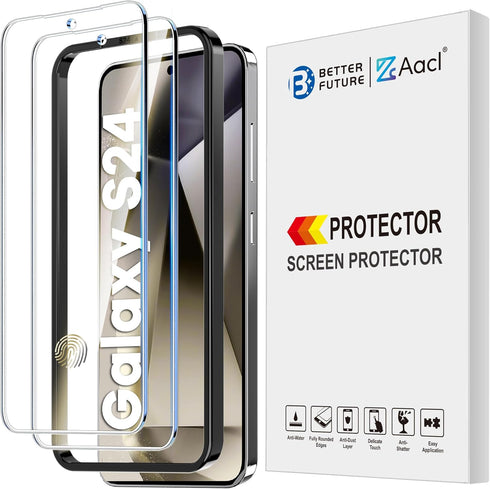 AACL 2 Pack for Samsung Galaxy S24 Screen Protector Tempered Glass 9H Bubble Free Fingerprint Unlock Compatible Case Friendly Anti Scratch Durable...