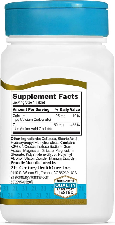 21st Century Zinc 50 Mg (Chelated) Tablets, 110 Count (Pack of 1)...