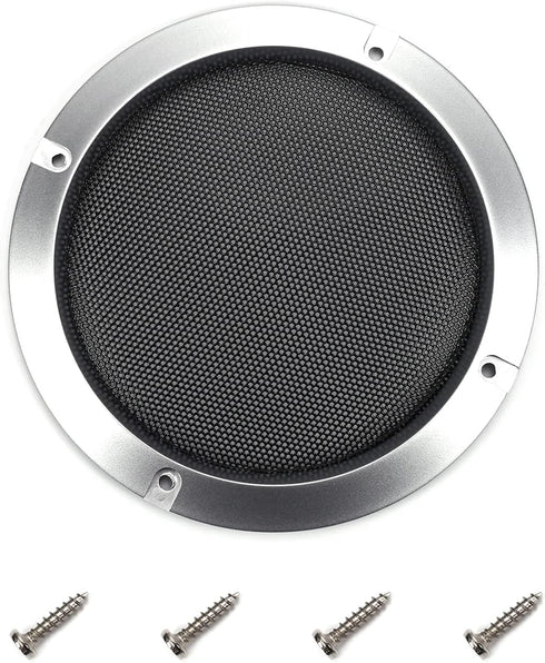 Fielect 5" Speaker Grill Cover Mesh Decorative Circle Woofer Guard Protector Cover Audio Accessories Metal Trim Silver with 4 Screws...