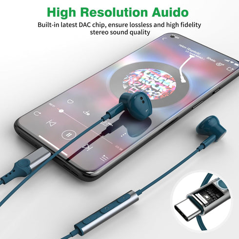 USB C Headphones for iPhone 15 Pro Max,HiFi Stereo Type C Earphones Magnetic Wired Earbuds in-Ear USB-C Headset with Microphone Volume Control for...