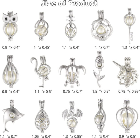 DOUBI Pearl Bead Cages Pendants Necklace Charms for Adults Women DIY Jewelry Making Aromatherapy Diffuser Necklace Lockets Metal Charms for Crafts...