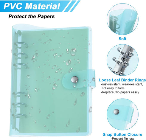 PATIKIL A6 Clear Binder Cover, Soft PVC Loose Leaf Binder Protector Refillable Notebook Shell with Snap Button Closure for DIY Meeting Notebook Fo...