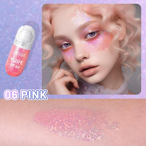 DAGEDA Body Glitter Gel, Roll-on Face Glitter for Mermaid Makeup Festival Rave Accessories, Holographic Hair Glitter Gel,Body Shimmer Halloween Ma...