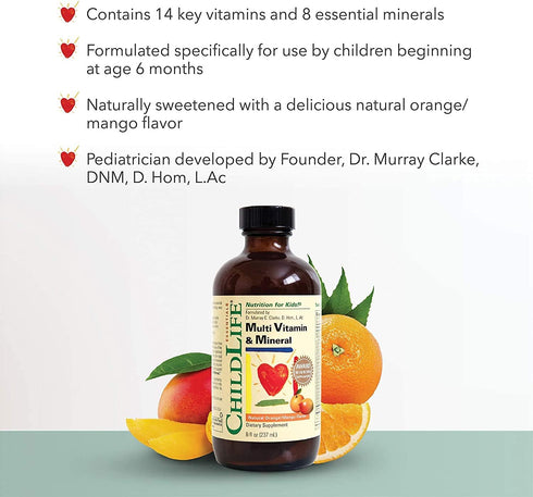 CHILDLIFE ESSENTIALS, Kids Liquid Multivitamin and Mineral Supplement - Liquid Vitamins for Kids, All-Natural, Gluten-Free, Non-GMO - Natural Oran...