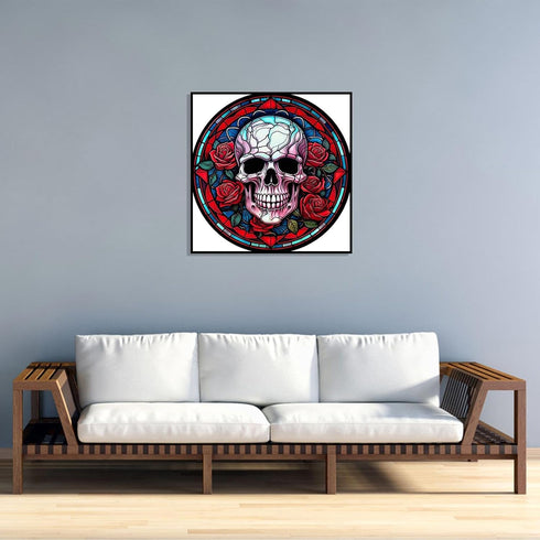 Skull Diamond Painting Kits Skeleton Flower Diamond Art,5D DIY Diamond Painting for Adults,Halloween Gem Art for Adults Wall Home Decor 12x12 inch...
