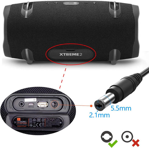 19V Charger Replacement for JBL Xtreme 2/Xtreme JBL Extreme 2/Extreme JBL Boombox Portable Wireless Speaker (Black Blue Red) Power Supply Cord......