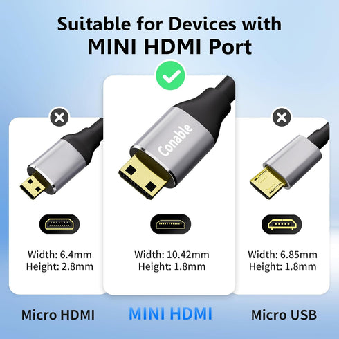 HDMI to Mini HDMI Cable 4 FT, High Speed HDMI to Mini HDMI Cable, Bi-Directional 2.0 Cord, 4K@60Hz, Compatible with Camera, Camcorder, Tablet and ...