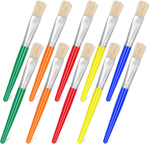 10Pcs Paint Brushes for Pumpkin Painting, Anezus Kids Paint Brushes Classroom Toddlers Paint Brush Set Flat Top Brushed for Preschool Daycare Craf...
