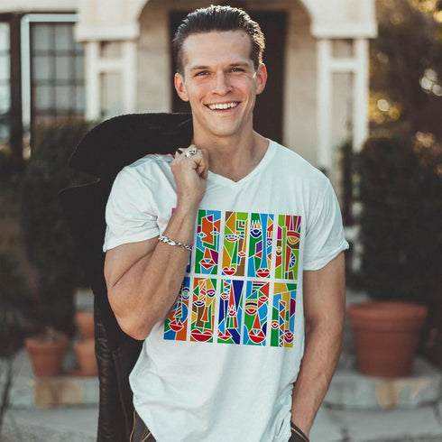 FINGERINSPIRE Faces Painting Stencil Template 11.8x11.8inch Reusable Abstract Faces Paterrn Stencil Geometric Art Faces Stencil Decoration Crafts ...