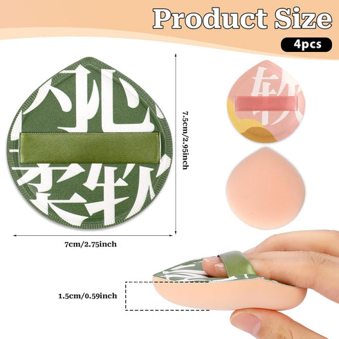 4 PCS Korean Makeup Puff, Soft Makeup Sponges Teardrop Setting Powder Puff Face Makeup Cushion Puff Beauty Blender Sponge for Foundation Concealer...