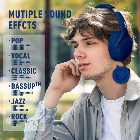 Bluetooth Headphones Over Ear 68H Playtime 6 EQ Wireless Headset with Microphone HiFi Stereo Foldable Lightweight Deep Bass for Travel Home Office...