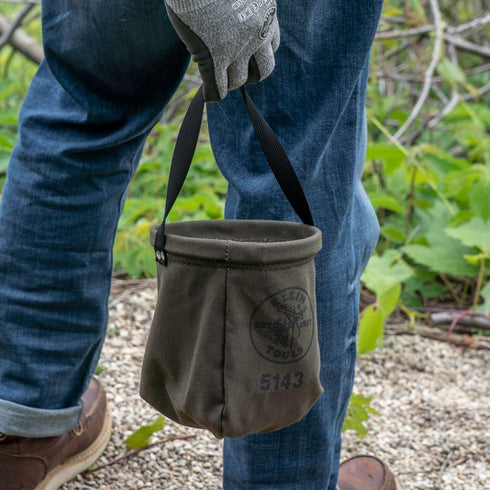Klein Tools 5143 Canvas Tapered-Bottom Bag with Two Interior Pockets and a Snap Clip, Made of No. 10 Canvas...