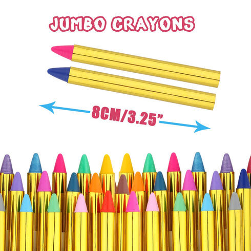 Bowitzki Face Paint Crayons for Kids 36 Jumbo Body Painting Marker Sticks Makeup Crayon Kit For Party Christmas Halloween with Face Painting Stenc...