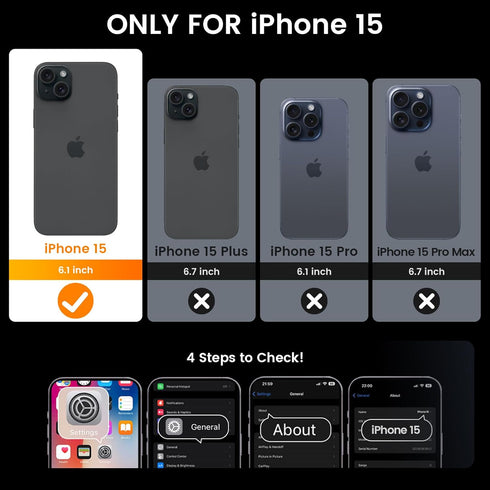 Goton for iPhone 15 Case with Screen Protector - Slide Camera Cover Protective Phone Case with Ring Stand, Heavy Duty Shockproof Rugged Bumper for...