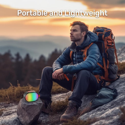 Bluetooth Speakers Portable, Wireless Speaker with RGB Lights, HD Sound, 5 Watts, Compact Size, Dual Pairing, TWS, Waterproof, Suitable for Mobile...