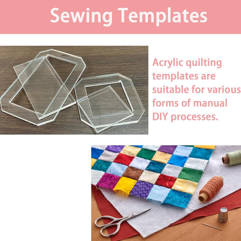 2 Sets Quilting Templates, Quilting Supplies, Sewing Templates, Quilting Rulers, 5" x 2.5" Rectangle and 2.5" Square, Quilting Templates for DIY Q...