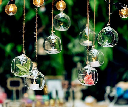 12 Pcs 3.15"/ 8cm Hanging Candle Holder Glass Globes for Candles, Air Plant Holders Terrarium Hanging Tea Lights Candle Holder Home Wedding Party ...