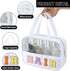 Chenille Letter Patch Clear Bag,Preppy Multi-purpose PVC&Nylon Clear Makeup Bag with Handles,Large Travel Makeup Toiletry Storage Zipper Pouch, To...