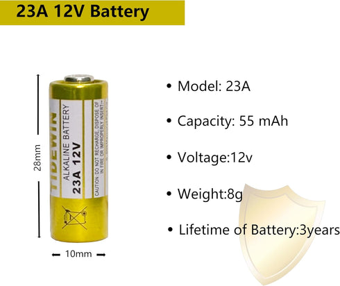 23A 12 Volt Battery A23 Battery- Long Lasting 12 V Battery 5 Pack, 23A 12V Batteries for Doorbells and Remote Control Unit...