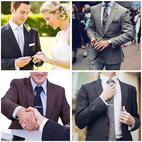 MOZETO Tie Clip 4-pcs Silver Tie Bar Set for Regular Ties Business Style Tie Clips for Men...