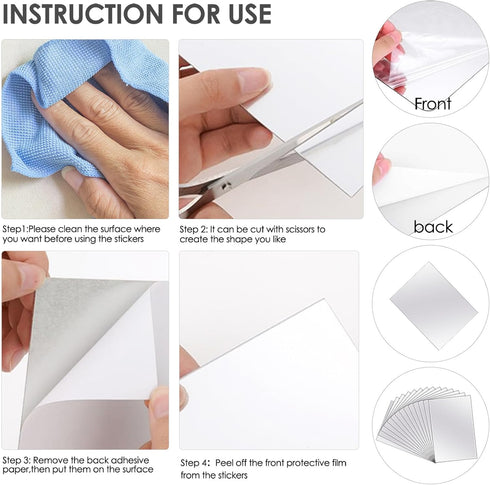 BBTO 20 Pcs Mirror Sheets, 8''x 10'' Self Adhesive Non Glass Cut to Size Mirror Stickers Tiles, Safe Unbreakable Plastic Small Frameless for Class...