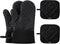 Set of 4 Oven Mitts and Pot Holders, 482 F Heat Resistant Hot Plate Moving Non-Slip Gloves for BBQ, Grill, Baking, Cooking, Oven, Microwave (Black...