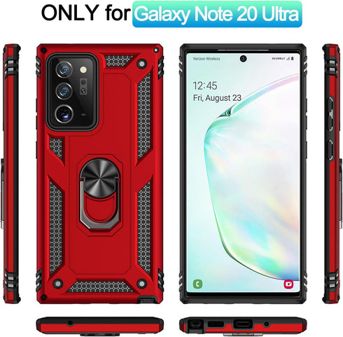 ADDIT for Note 20 Ultra Case Samsung Note 20 Ultra Case, Military Grade with Ring Car Mount Kickstand for Samsung Galaxy Note 20 Ultra 5G - Red...