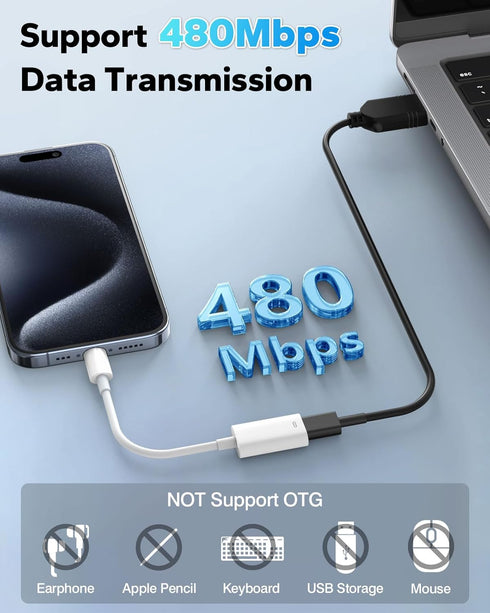 MoKo Lightning to USB C Cable Adapter 2 Pack, Lightning Female to USB C Male Adapter Connector for iPhone 15/15 Pro/15 Pro Max/15 Plus, Support 35...