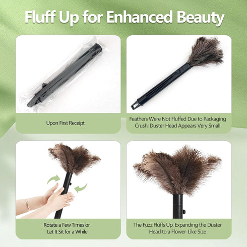 Extendable Ostrich Feather Duster for Dusting, Soft & Natural Feather Cleaning Tool with Adjustable 15-Inch Handle, Eco-Friendly and Reusable Hand...