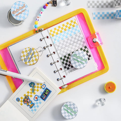 2Pcs Black and White Checkered Ribbon,Compact Checkerboard Pattern Paper Tape,Racing Car Theme Printed Plaid Ribbon,DIY Fade-Resistant Arts and Cr...