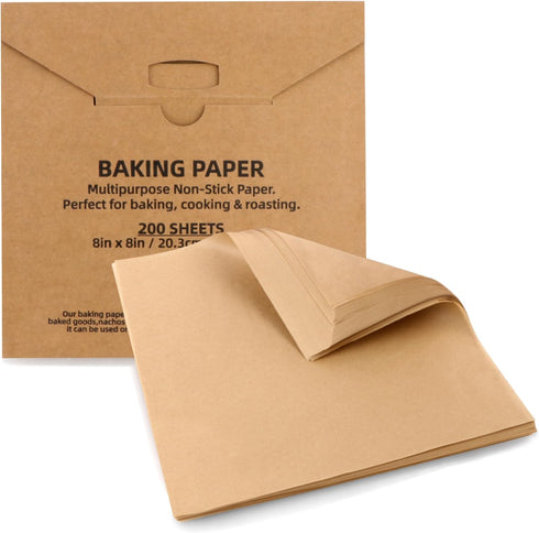 200 Pcs Parchment Paper Baking Sheets, 8"x8" Precut Non-Stick Baking Parchment Paper Sheets Bun Sheet Pan Liners.Baking Grilling Air Fryer Steamin...
