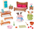 Li’l Woodzeez – 28Pcs Bedroom & Dining Playset – Dollhouse Furnitures & Accessories – 2 Doll Figures Included – Miniature Bedroom & Kitchen Playse...